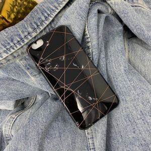 iPhone 6 Case Black Gold White Geometric Marble Print NEW